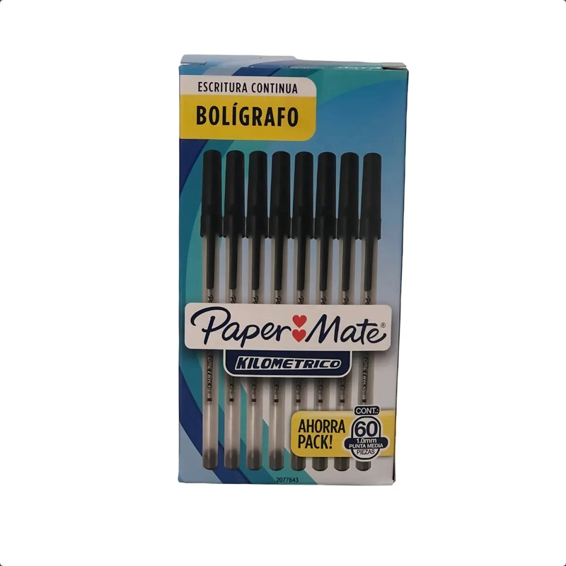 BOLIGRAFO PAPER MATE KILOMETRICO NEGRO CAJA X 60 UNIDADES NEGRO TRANSPARENTE - 4