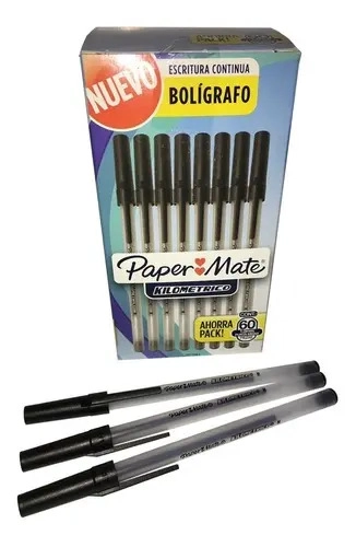 BOLIGRAFO PAPER MATE KILOMETRICO NEGRO CAJA X 60 UNIDADES NEGRO TRANSPARENTE - 5