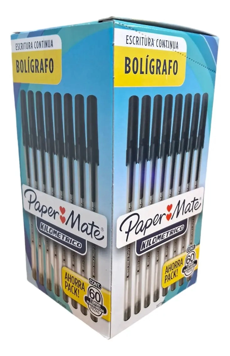 BOLIGRAFO PAPER MATE KILOMETRICO NEGRO CAJA X 60 UNIDADES NEGRO TRANSPARENTE - 8