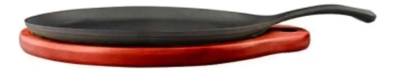 PLANCHA SARTE N OVALADO 24 CMS FIERRO + BASE MADERA LUGANO NEGRO - 4
