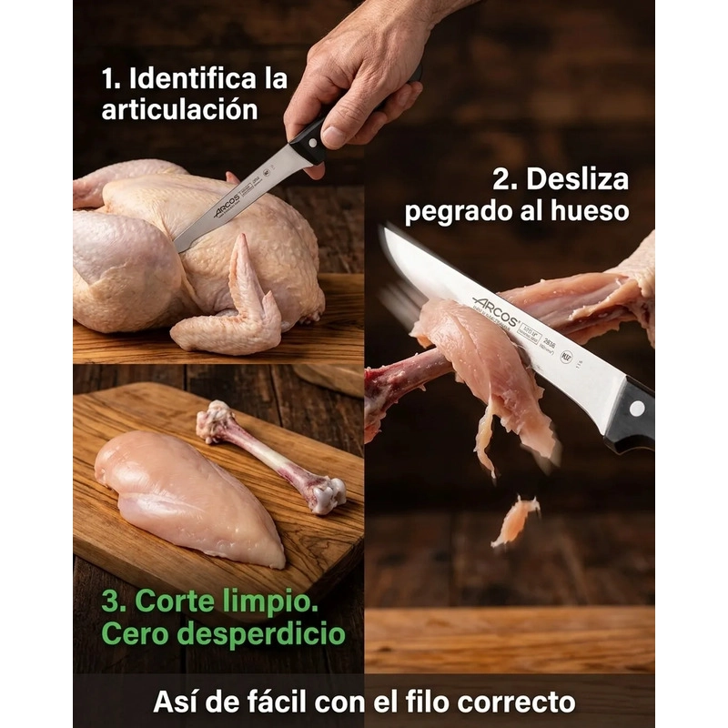 CUCHILLO ARCOS DESHUESADOR PROFESIONAL COCINA 15,5CM NEGRO - 3
