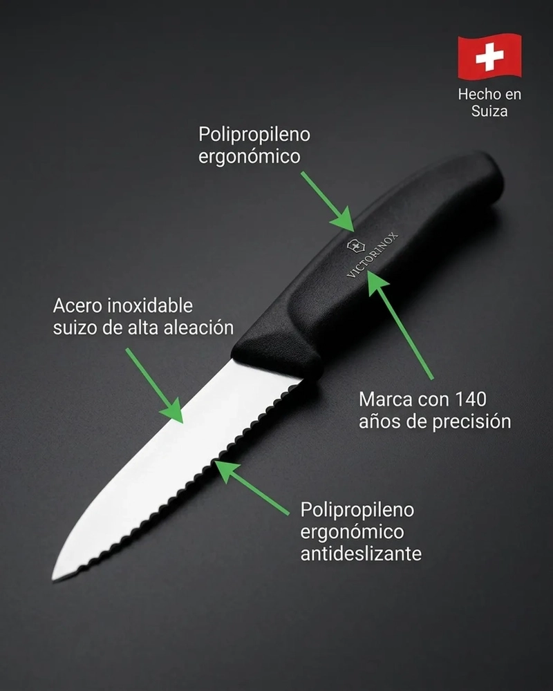 CUCHILLOS VERDURA SWISS CLASSIC DENTADO NEGRO VICTORINOX NEGRO - 8