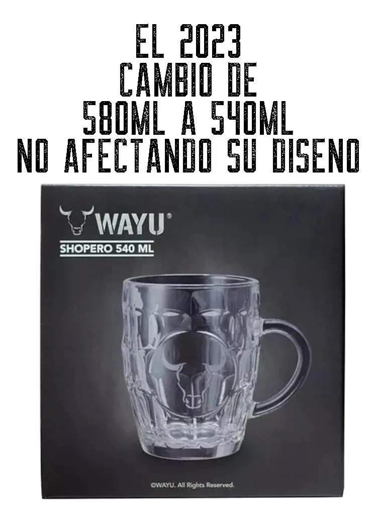CHOPERO VIDRIO WAYU 580ML SHOPERO BEER MUG CERVECERO BAR BBQ BLANCO - 2