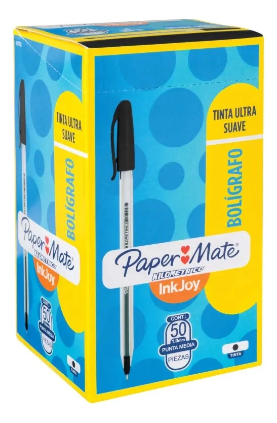 PACK 50 BOLIGRAFOS PAPER MATE KILOME TRICO 100ST COLOR NEGRO COLOR DEL EXTERIOR TRANSPARENTE - 1