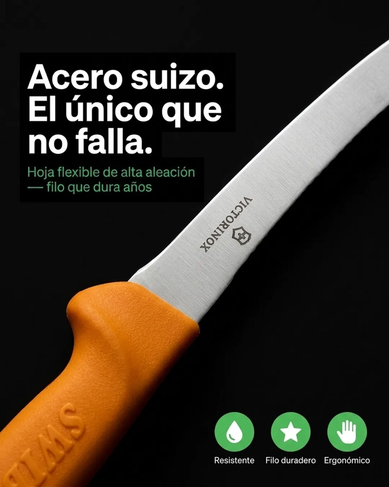 CUCHILLO PESCADO VICTORINOX HOJA FLEXIBLE SWIBO 5.8448.16 AMARILLO - 7