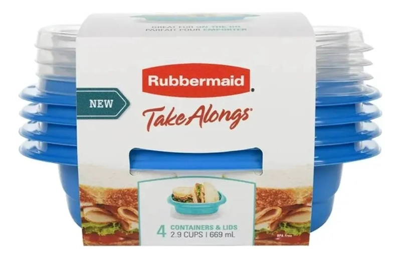 SET 4 CONTENEDORES DE ALIMENTOS TAKE ALONGS SANDWICH SNACKS AZUL RUBBERMAID - 1