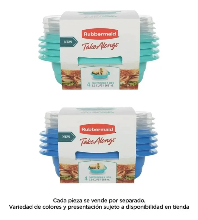 SET 4 CONTENEDORES DE ALIMENTOS TAKE ALONGS SANDWICH SNACKS AZUL RUBBERMAID - 2