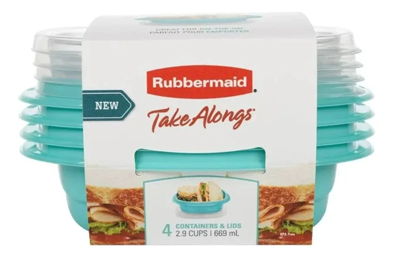 SET 4 CONTENEDORES DE ALIMENTOS TAKE ALONGS SANDWICH SNACKS AZUL RUBBERMAID - 1