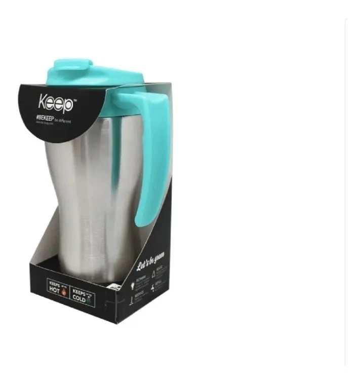 MUG O VASO CON MANGO KEEP 470ML CAFE  TE  DESAYUNO TERMO ROSA - 1