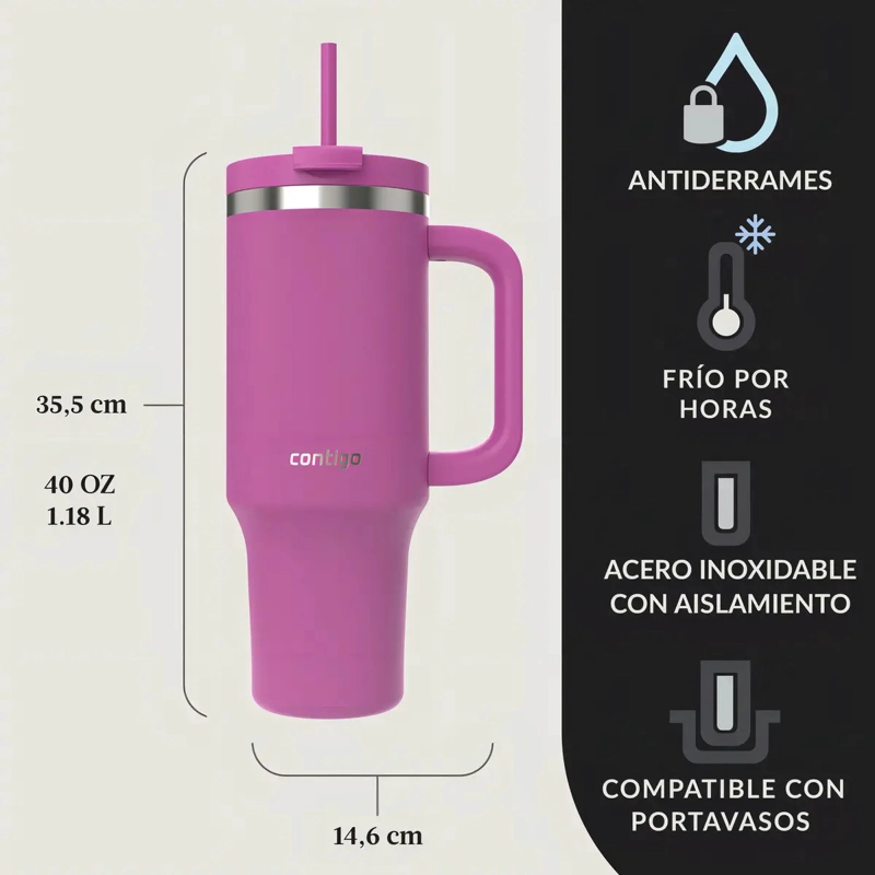 BOTELLA DE AGUA STREETERVILLE MORADO LEAKPROOF CONTIGO 1.18L MAGENTA - 5