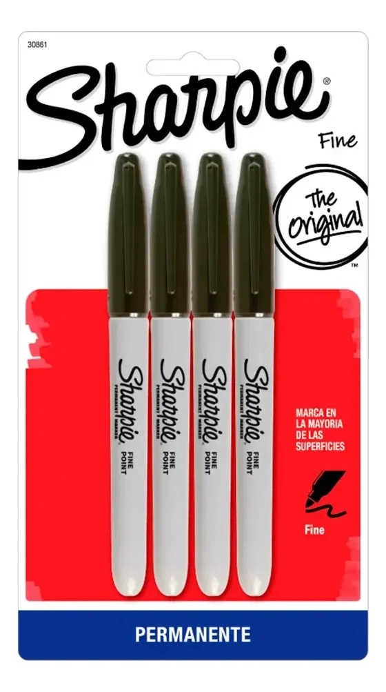 SET 4 MARCADORES PERMANENTES PUNTA SHARPIE FINA NEGRO - 1