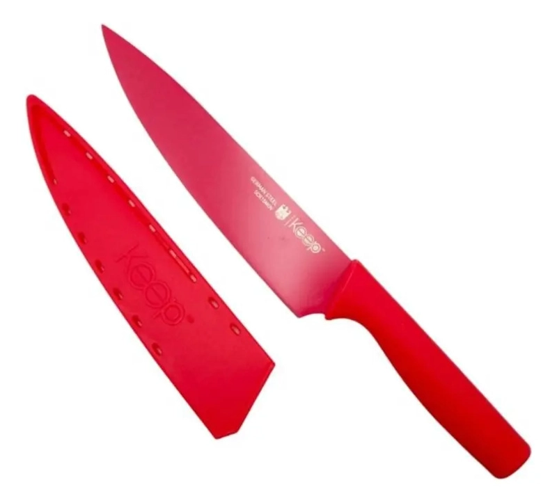 CUCHILLO CARNICERO KEEP MANGO SOFT TOUCH COLOR ROJO - 1