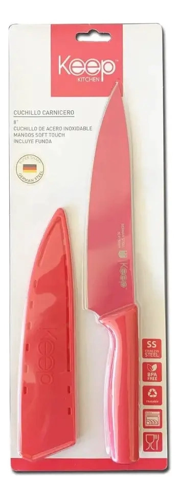 CUCHILLO CARNICERO KEEP MANGO SOFT TOUCH COLOR ROJO - 2
