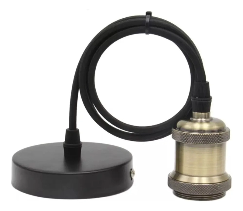 SOQUETE COLGANTE DECORATIVO VINTAGE RETRO METALICO E27 COLOR PLATEADO WANT - 4