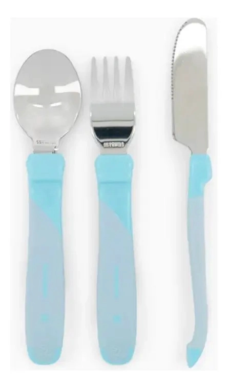 SET DE CUBIERTOS INFANTILES AZUL ACERO INOXIDABLE TWISTSHAKE AZUL ACERO VAICO MEDICAL - 1