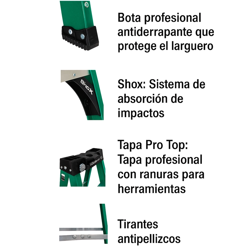 ESCALERA DIELE CTRICA TIJERA FIBRA VIDRIO 4 PELDAÑOS 175 KGS - 3