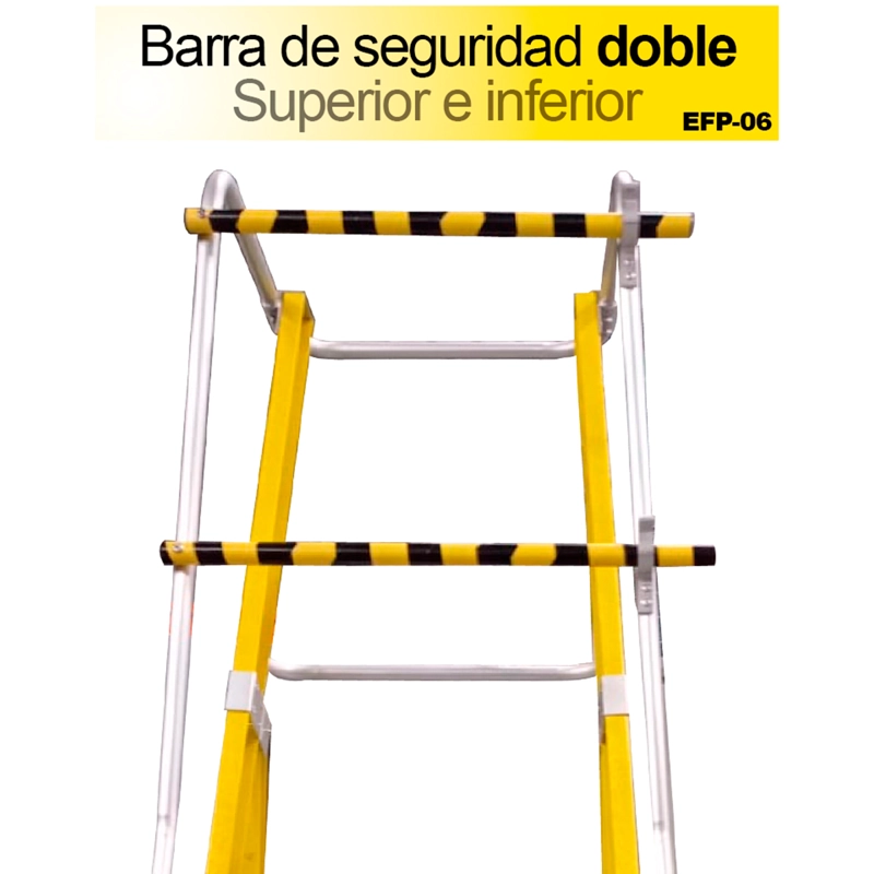 ESCALERA TIJERA PLATAFORMA DOBLE FIBRA VIDRIO 6P CON BARANDA - 2