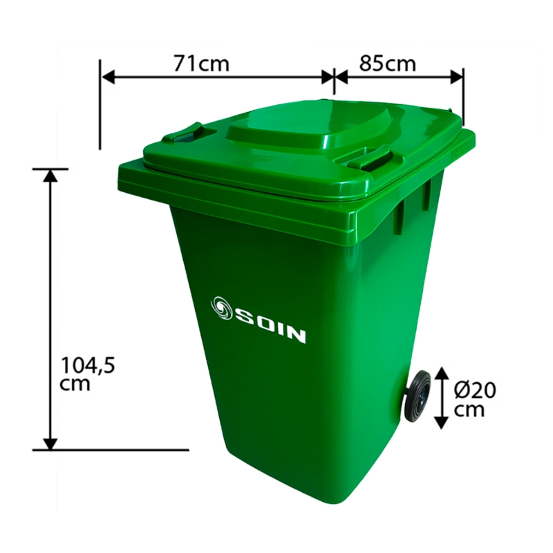 CONTENEDOR DE BASURA VERDE CON RUEDAS 360L - 3