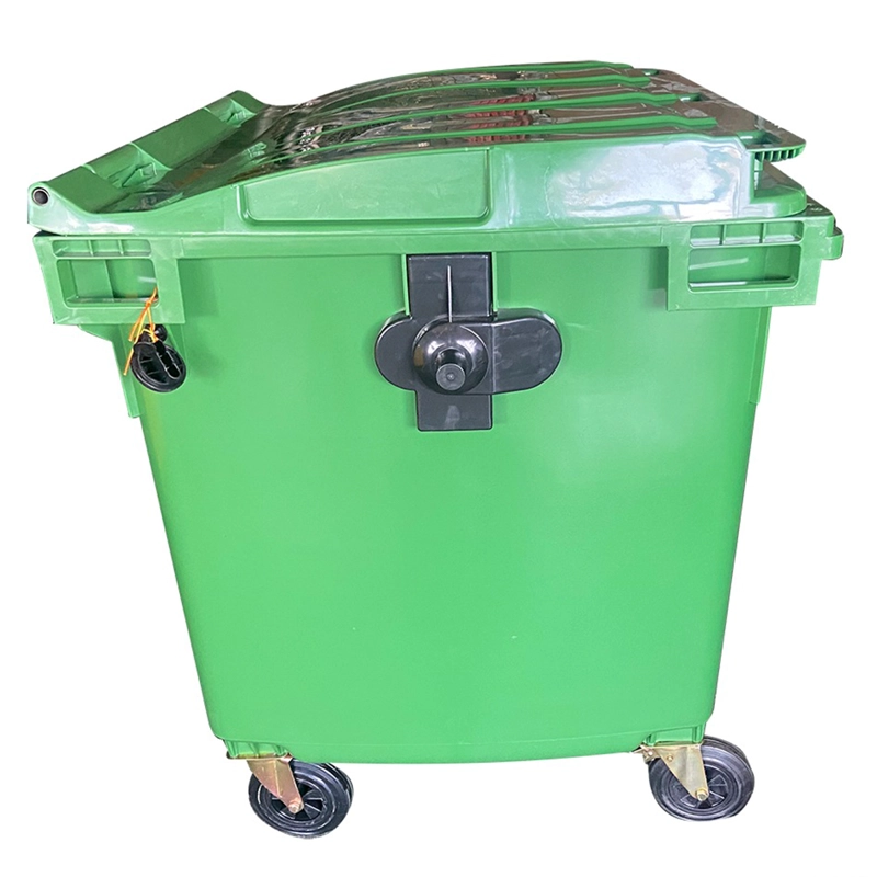 CONTENEDOR DE BASURA VERDE CON RUEDAS 1100L - 2