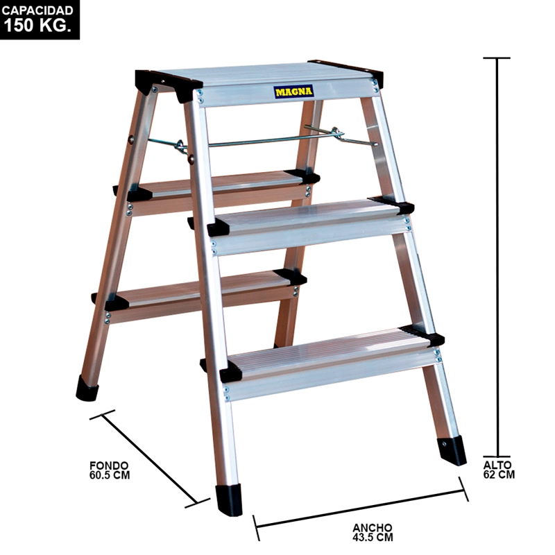 PISO ESCALERA PLEGABLE 3 PELDAÑOS LIVIANO 150KGS - 4