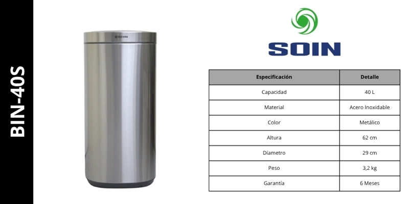 BASURERO AUTOMATICO 40LTS CON SENSOR DE MOVIMIENTO - 8