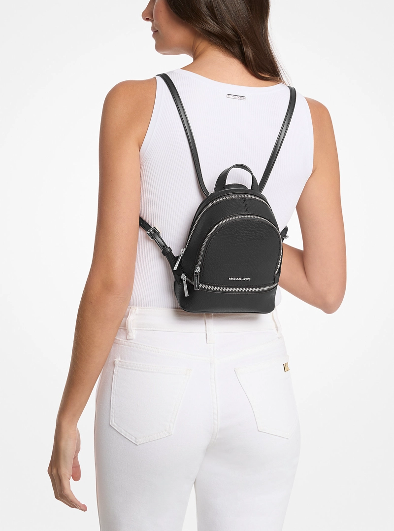 MOCHILA MICHAEL KORS RHEA SMALL LEATHER BLACK - 3