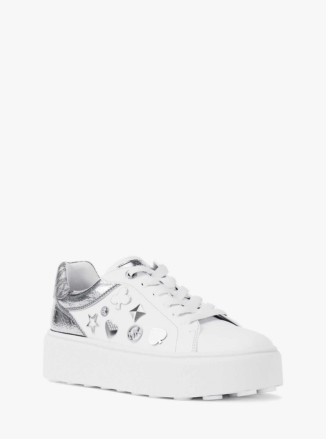 ZAPATILLAS MICHAEL KORS ROMEY EMBELLISHED MIXED-MEDIA SILVER - 1