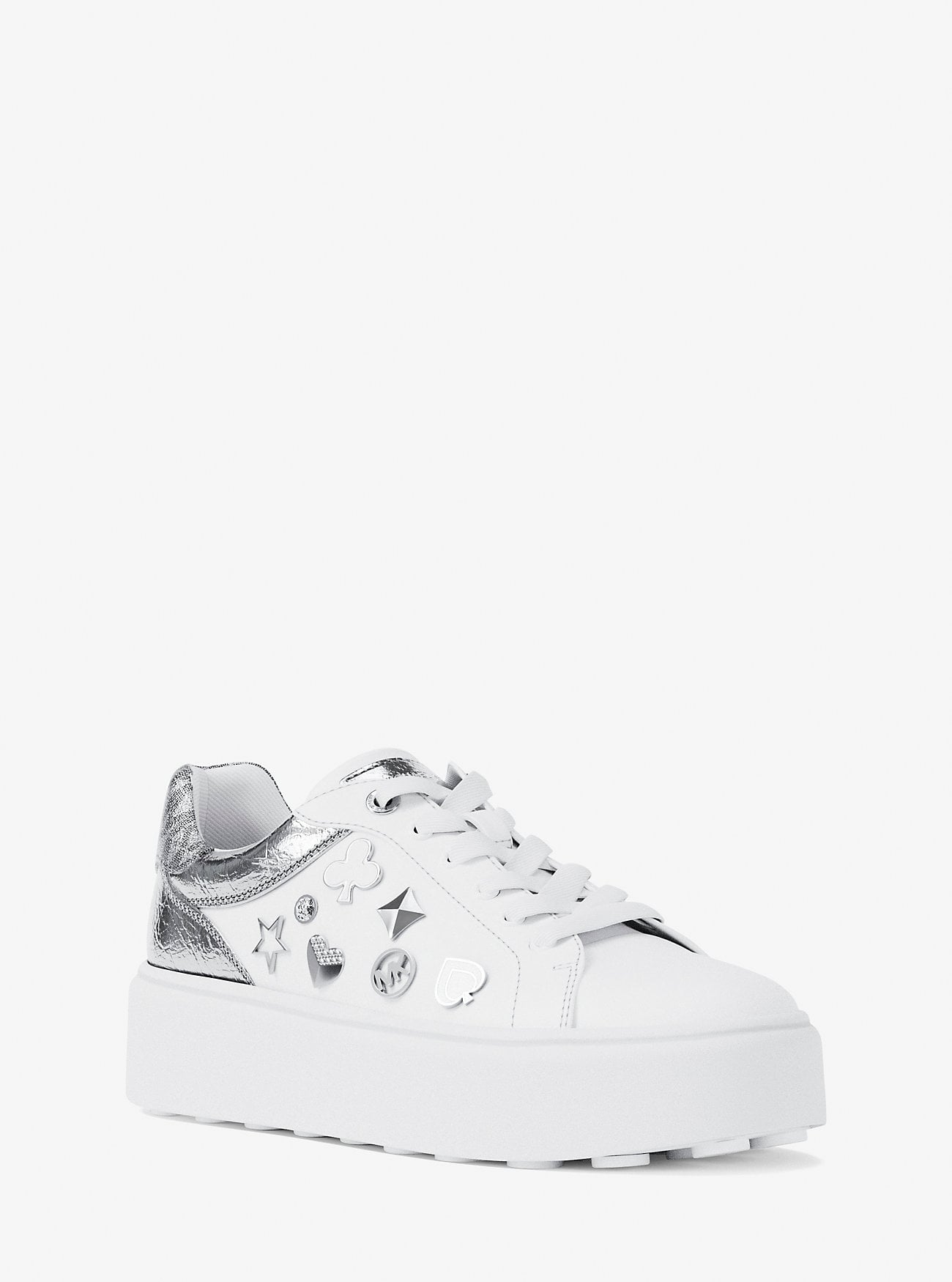 ZAPATILLAS MICHAEL KORS ROMEY EMBELLISHED MIXED-MEDIA SILVER - 1