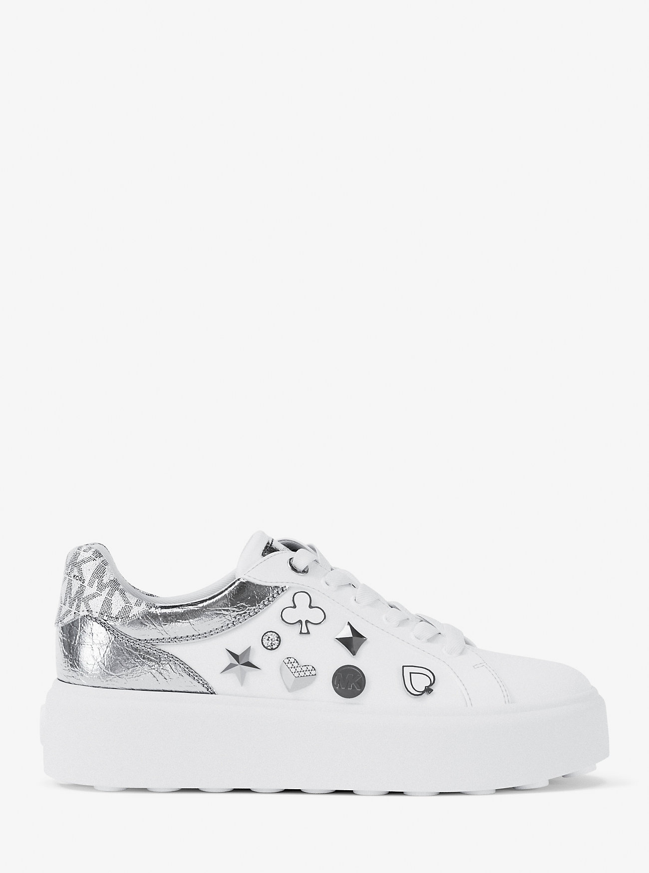 ZAPATILLAS MICHAEL KORS ROMEY EMBELLISHED MIXED-MEDIA SILVER - 2