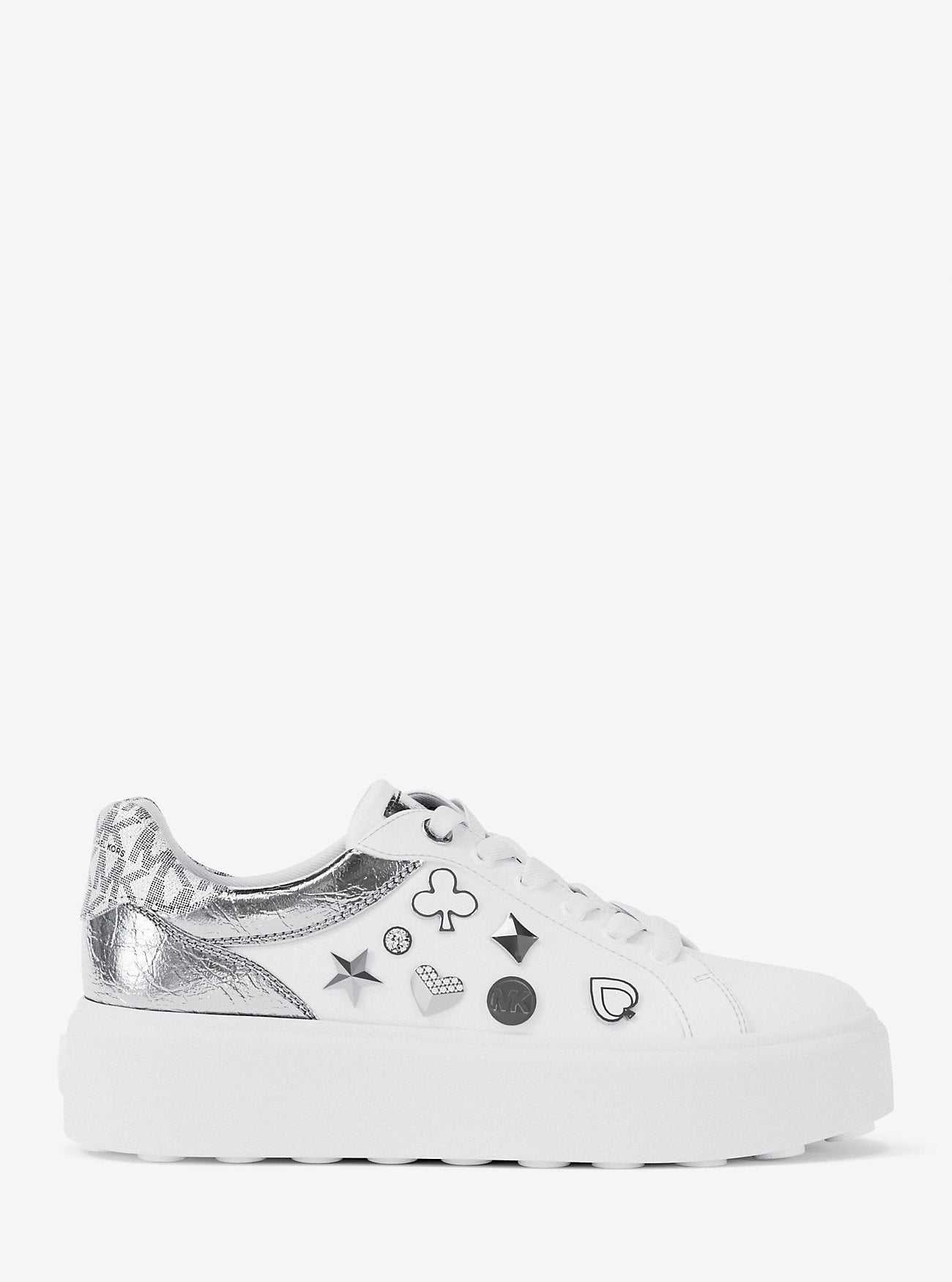 ZAPATILLAS MICHAEL KORS ROMEY EMBELLISHED MIXED-MEDIA SILVER - 2