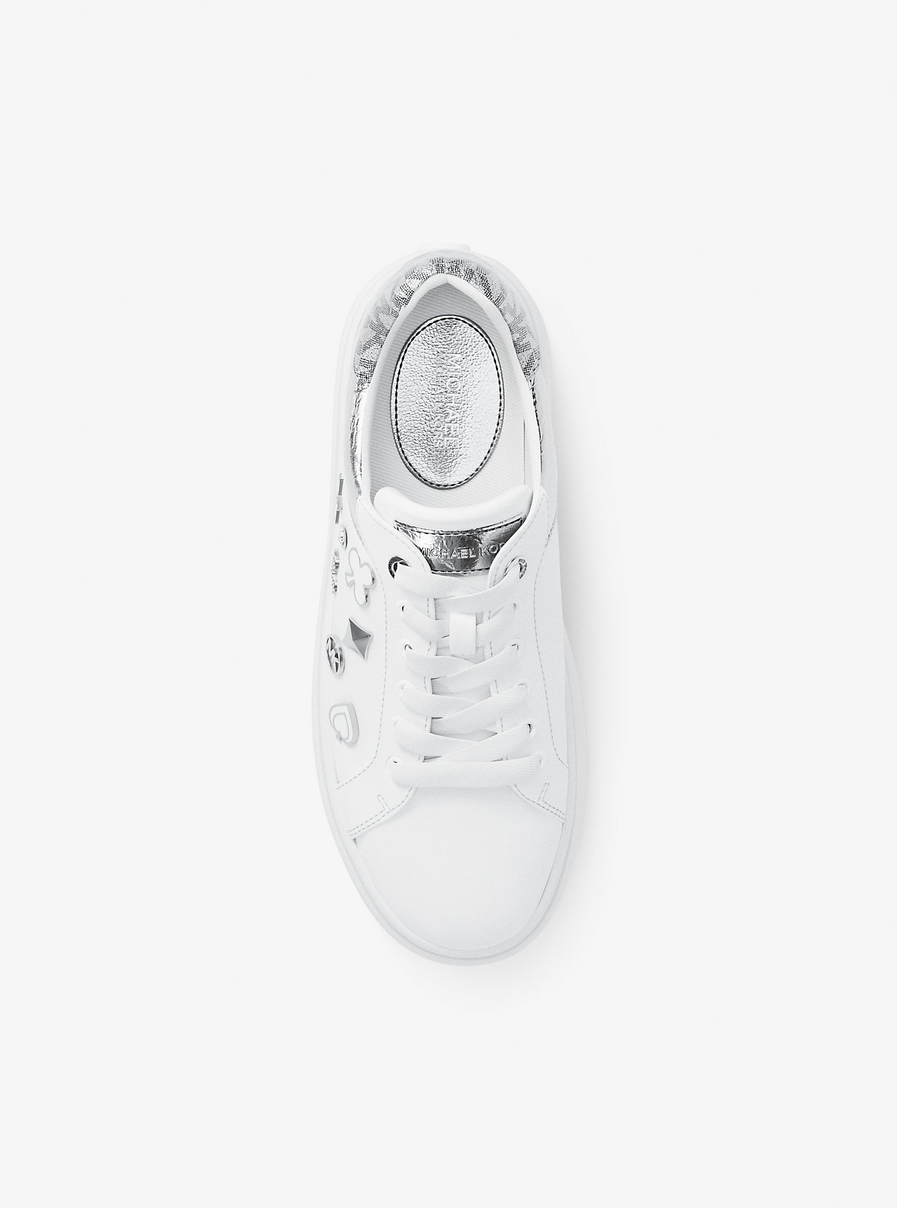 ZAPATILLAS MICHAEL KORS ROMEY EMBELLISHED MIXED-MEDIA SILVER - 5