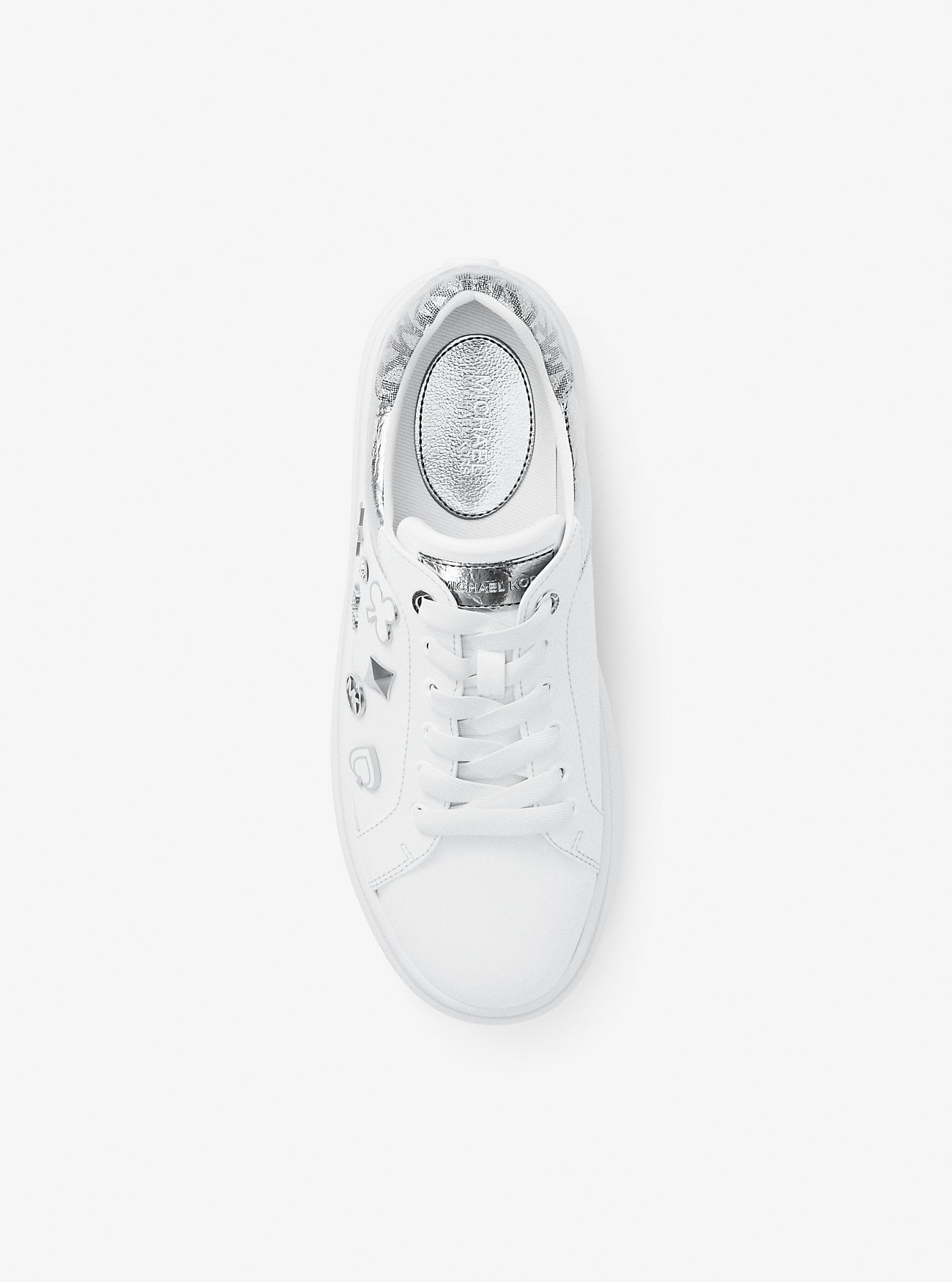 ZAPATILLAS MICHAEL KORS ROMEY EMBELLISHED MIXED-MEDIA SILVER - 5