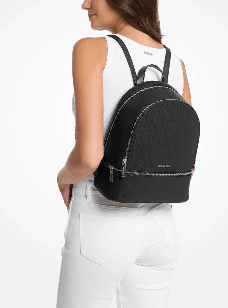 MOCHILA MICHAEL KORS RHEA BLACK LEATHER - 3