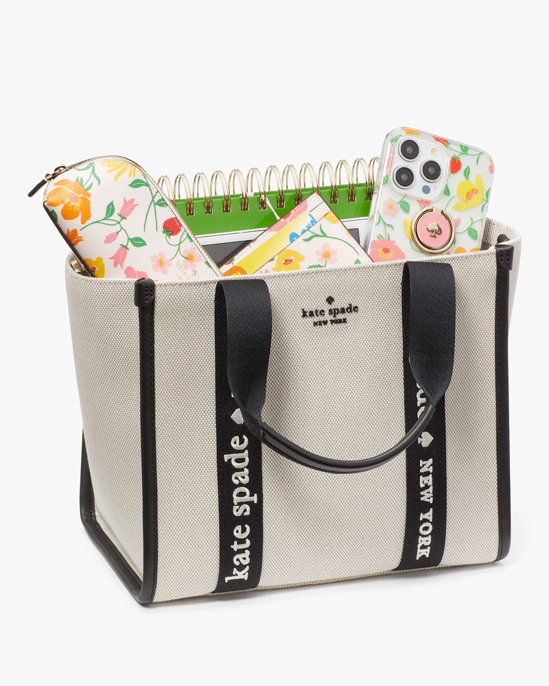 CARTERA KATE SPADE SMALL TOTE KIP CANVAS - 3