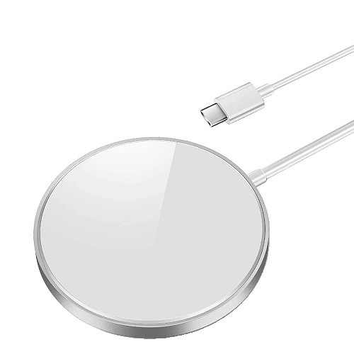 Cargador inalámbrico Tipo C metálico 30W 3A magnético blanco para iPhone y Android – pared. - 1