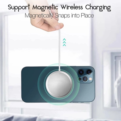 Cargador inalámbrico Tipo C metálico 30W 3A magnético blanco para iPhone y Android – pared. - 3