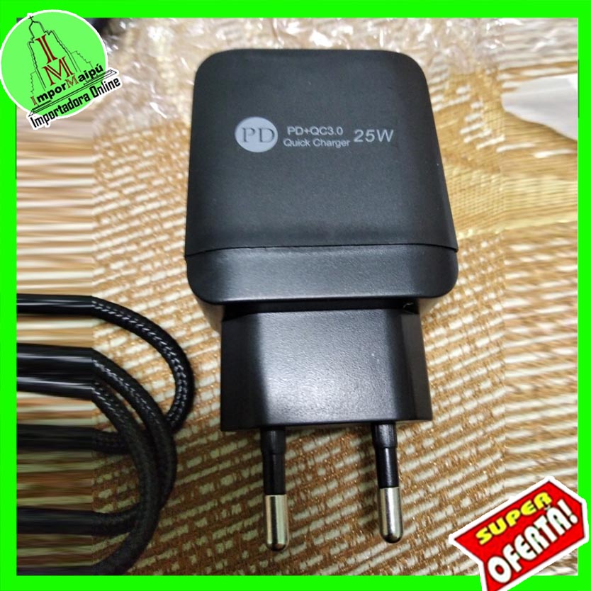 CARGADOR DE PARED PARA CELULAR 25W TIPO C Y USB NORMAL CARGA RAPIDA PARA IPHONE ANDROID SAMSUNG - 4
