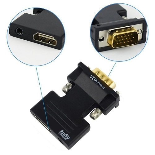 Adaptador HDMI a VGA y Audio Plug Jack 3,5 Convertidor a HDMI hembra a VGA macho con Audio - 2