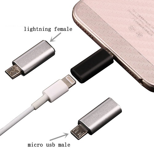 Adaptador micro USB a iPhone Lightning OTG conversor V8 macho a hembra universal resistente - 2