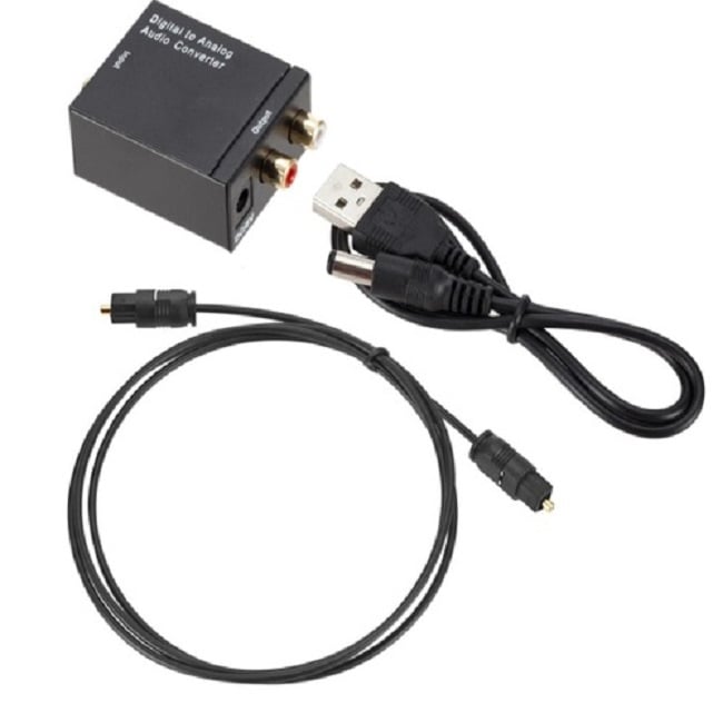Adaptador Optico a RCA Convertidor Audio CON CABLE OPTICO TV - 1