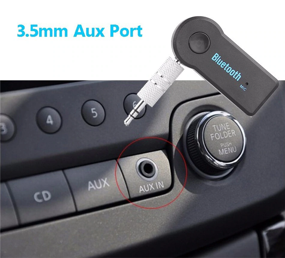 Adaptador Transmisor Receptor Bluetooth Auxiliar Radio Auto Carro Jack 3.5 Plug cuadrado/redondo - 3