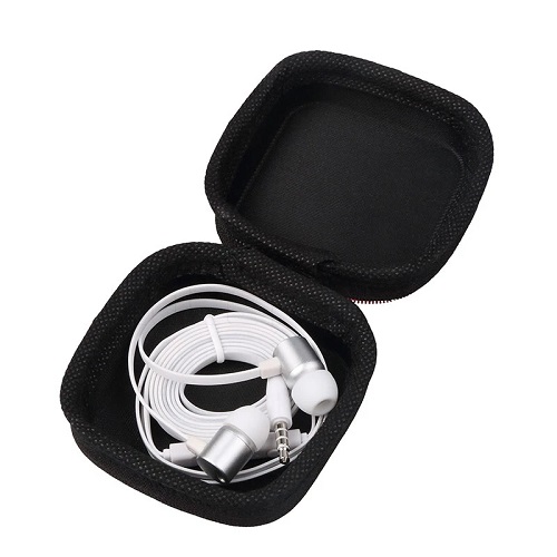 ESTUCHE PARA AUDÍFONOS U OTROS USOS BOLSO CASE AURICULARES ECOCUERO RIGIDO DURO RESISTENTE CUADRADO - 3