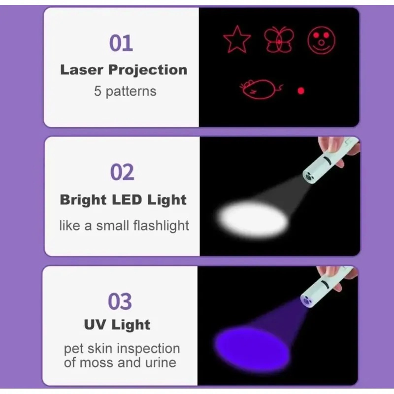 Linterna Tipo Lapiz Led Diagnostico 3 en 1 Luz UV Laser Recargable Medico De Bolsillo Para Ojos - 3