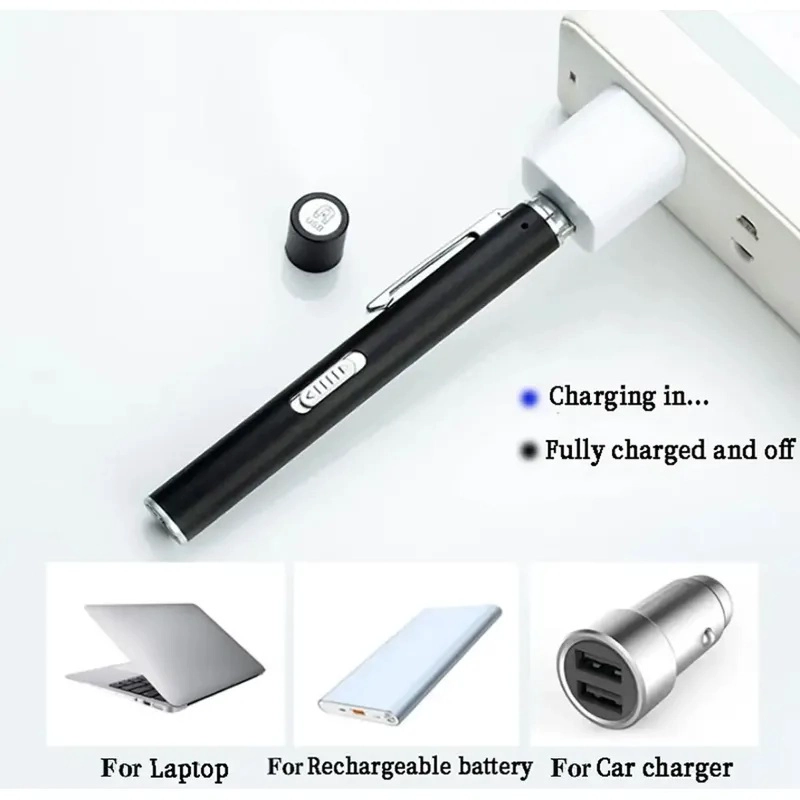 Linterna Tipo Lapiz Led Diagnostico 3 en 1 Luz UV Laser Recargable Medico De Bolsillo Para Ojos - 4