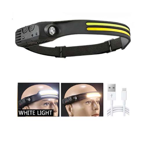 LUZ LINTERNA CINTILLO CABEZA LED DOBLE SENSOR RECARGABLE USB POTENTE COB MINERA FRONTAL PARA MINERO - 4