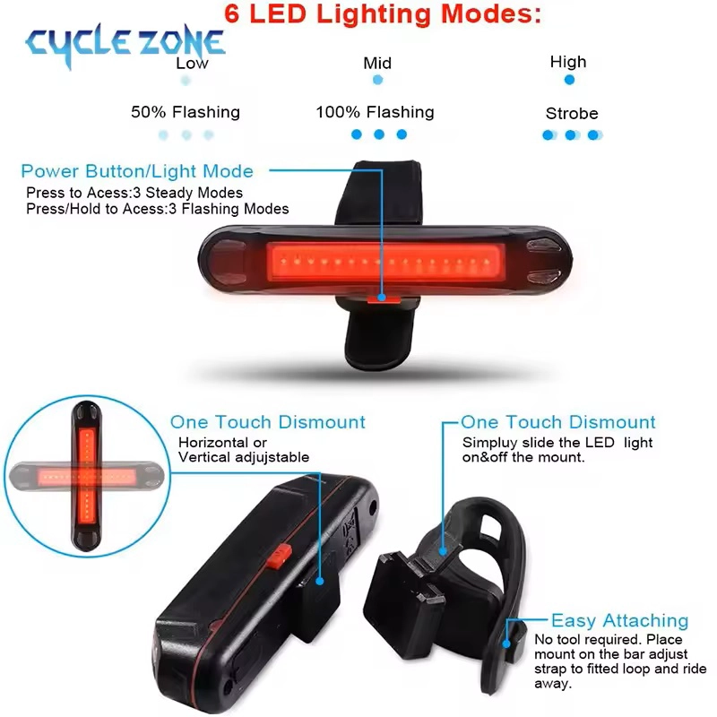 LUZ LINTERNA LED BICICLETA BALIZA MUY POTENTE RECARGABLE USB COLORES FRONTRAL Y TRASERA GOOFY - 6