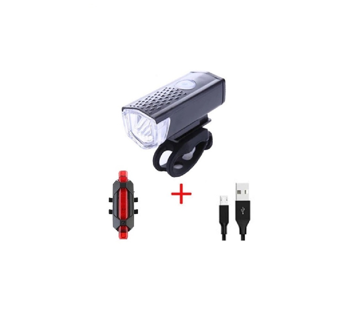 LUZ LINTERNA LED BICICLETA LUZ DELANTERA Y TRASERA ROJA RECARGABLES USB PARA BICI - 1