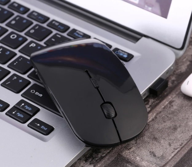 Mouse Raton Inalámbrico DPI Optico Slim Notebook Computador PC Pilas AAA no Inclui (negro) - 4