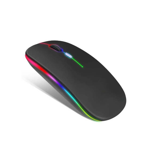 Mouse Recargable USB Bluetooh MAC 2,4Ghz Conexión Inalambrico Retroiluminado Led Optico (negro) - 1