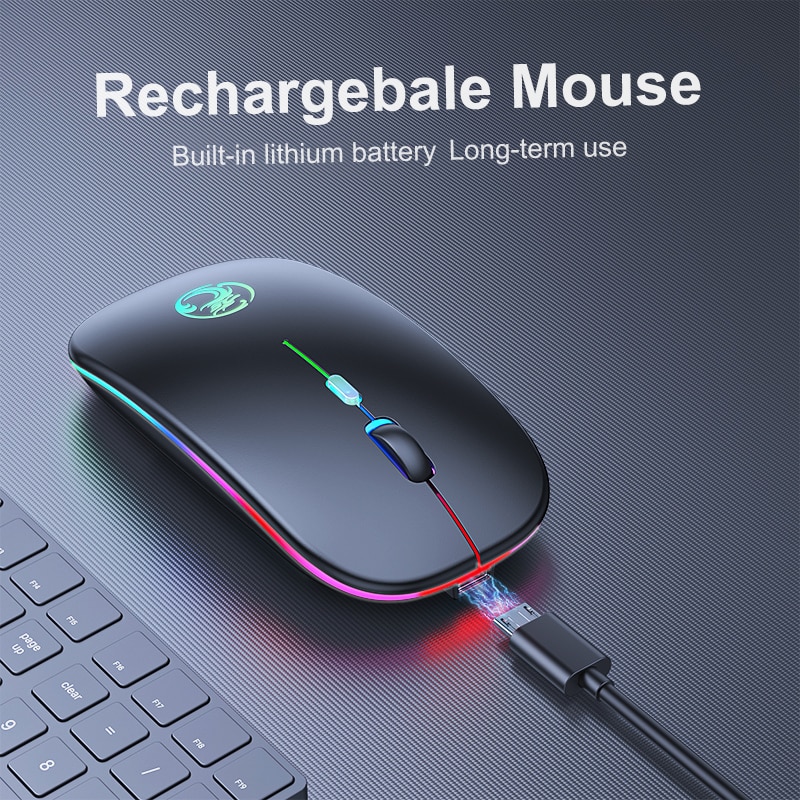 Mouse Recargable USB Bluetooh MAC 2,4Ghz Conexión Inalambrico Retroiluminado Led Optico (negro) - 3